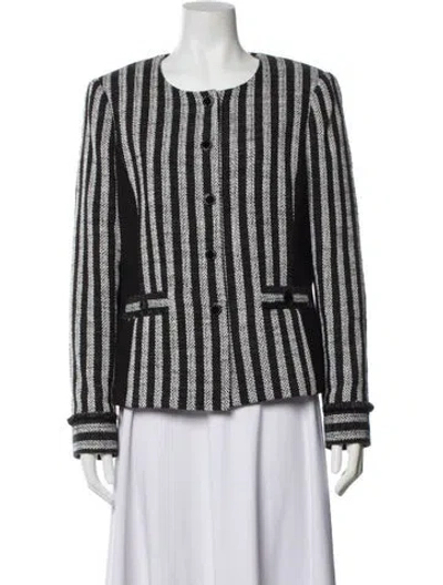 Pre-owned Karl Lagerfeld Striped Evening Jacket In Black