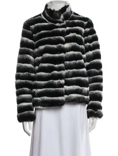 Pre-owned Karl Lagerfeld Striped Faux Fur Jacket In Multi