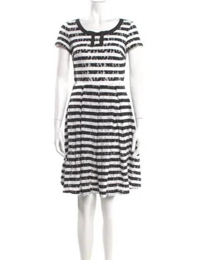 Pre-owned Karl Lagerfeld Striped Knee-length Dress In White