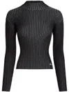Karl Lagerfeld Mock-neck Lurex T-shirt In Black