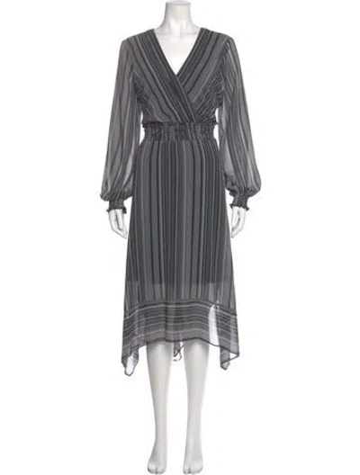 Pre-owned Karl Lagerfeld Striped Long Dress In Gray