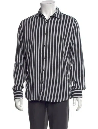 Pre-owned Karl Lagerfeld Striped Long Sleeve Dress Shirt In Gray