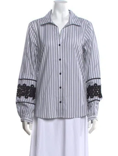 Pre-owned Karl Lagerfeld Striped Long Sleeve Top In Black