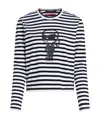 Karl Lagerfeld Ikon Striped Cotton T-shirt In White