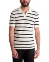 Karl Lagerfeld Striped Open Collar Polo Shirt In Neutral