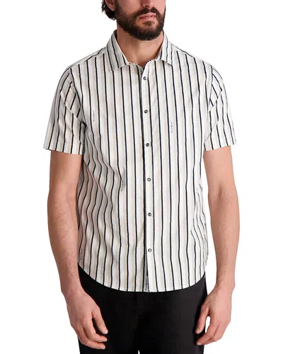 Karl Lagerfeld Striped Paris Striped Short Sleeve Logo Shirt In Neutral