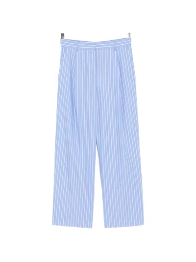 Karl Lagerfeld Striped Pleated Trousers In Blue