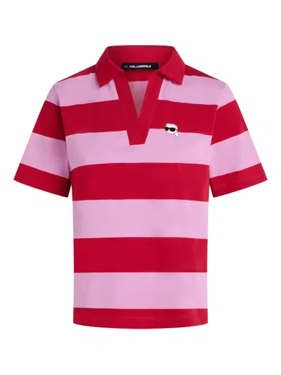 Karl Lagerfeld Striped Polo-collar T-shirt In Multi