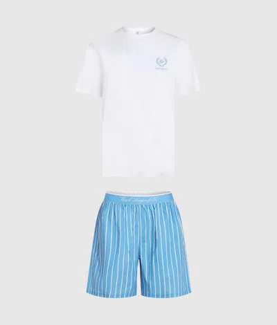 Karl Lagerfeld Striped Shorts Pajama Set In Multi