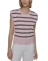 Karl Lagerfeld Striped Sleeveless Sweater In Parfait Pink