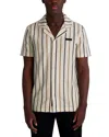 Karl Lagerfeld Striped Slim Fit Camp Shirt In Neutral