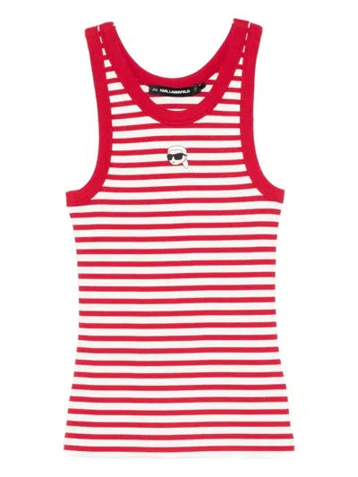 Karl Lagerfeld Striped Tank Top In Red