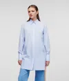 Karl Lagerfeld Striped Tunic Shirt With Karl Circle Embroidery In Blue