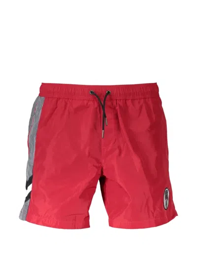 Karl Lagerfeld Stripe-detail Swim Shorts In Red