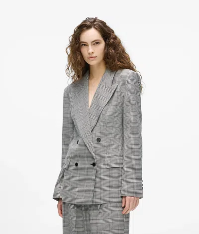 Karl Lagerfeld Structured Checked Blazer In Gray