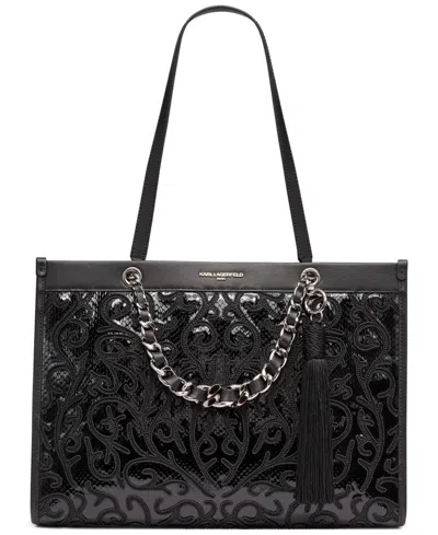 Karl Lagerfeld Structured Savoie Tote Bag In Black