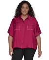Karl Lagerfeld Stud-embellished Button-front Shirt In Pink