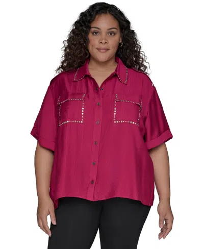 Karl Lagerfeld Stud-embellished Button-front Shirt