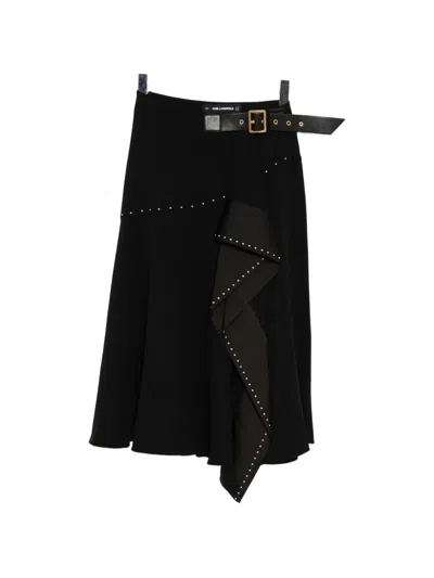 Karl Lagerfeld Stud-embellished Midi Skirt In Black