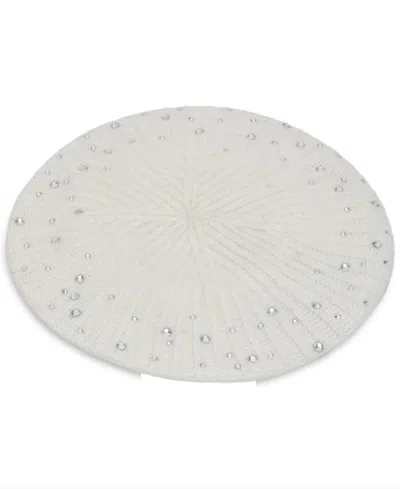 Karl Lagerfeld Studded Beret Hat In White