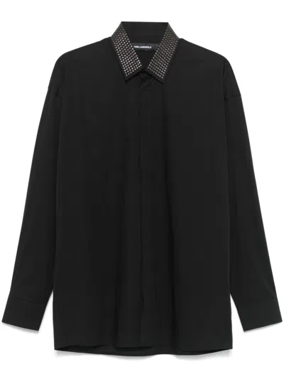 Karl Lagerfeld Studded-collar Shirt In Black