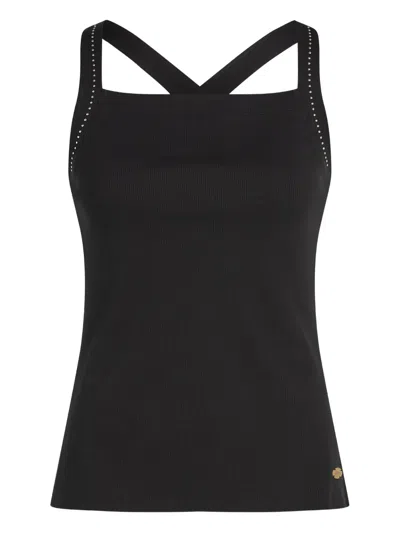 Karl Lagerfeld Studded Crisscross Tank Top In Black
