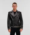 Karl Lagerfeld Studded Leather Jacket Handpicked By Hun Kim In Black