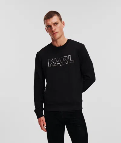 Karl Lagerfeld Studded Logo Sweatshirt In Black