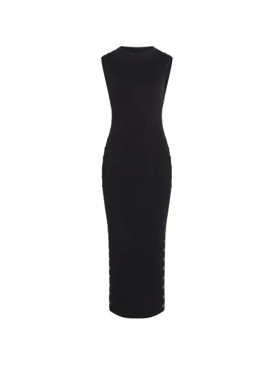 Karl Lagerfeld Stud-detail Ribbed-knit Dress In Black