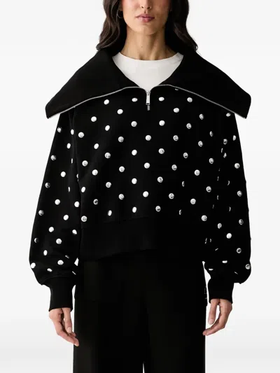 Karl Lagerfeld Stud-embellished Sailor-collar Sweatshirt In Black