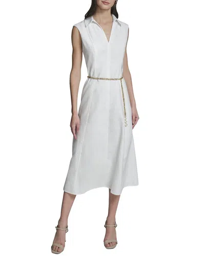 Karl Lagerfeld Subtle Floral Ottoman Dress In White