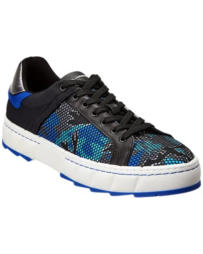 Karl Lagerfeld Suede & Camo Mesh Lace-up Sneaker In Blue