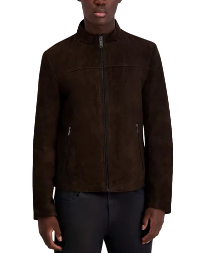 Karl Lagerfeld Suede Jacket In Brown