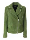 Karl Lagerfeld Suede Leather Biker Jacket In Green