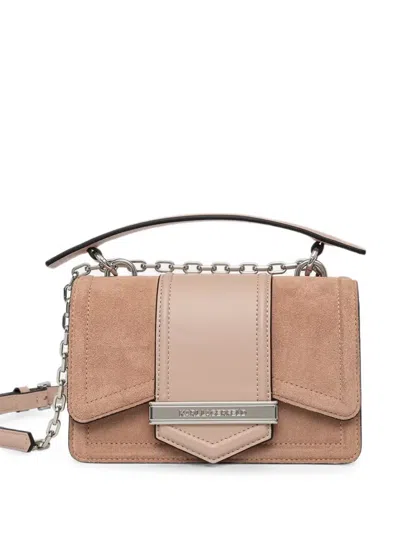 Karl Lagerfeld Suede Leather Shoulder Bag In Neutrals