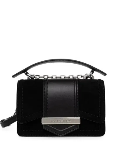 Karl Lagerfeld Suede Mini Crossbody Bag In Black
