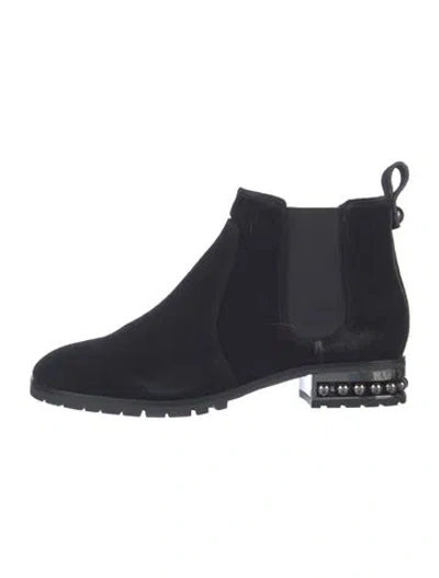 Pre-owned Karl Lagerfeld Suede Studded Accents Chelsea Boots In Black