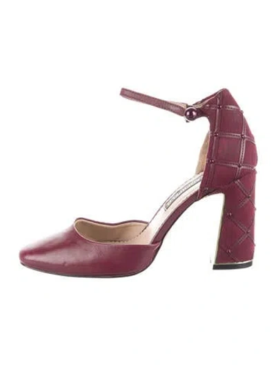 Pre-owned Karl Lagerfeld Suede Tweed Pattern Pumps In Burgundy/purple