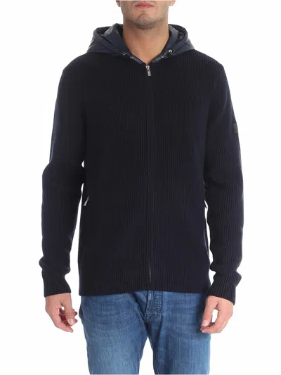 Karl Lagerfeld Blue Pure Blue Merino Wool Cardigan In Azul