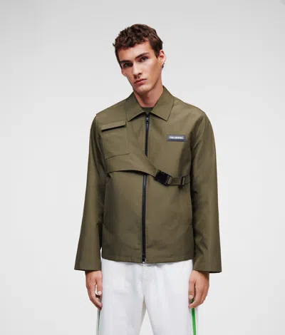 Karl Lagerfeld Summer Jacket With Detachable Pocket In Green