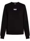 Karl Lagerfeld Sunglasses-embroidered Sweatshirt In 999 Black