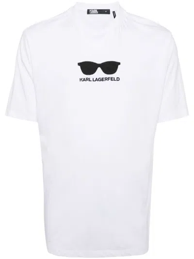Karl Lagerfeld Sunglasses-embroidered T-shirt In 白色