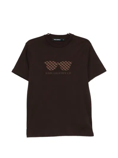 Karl Lagerfeld Sunglasses Graphic T-shirt In Brown