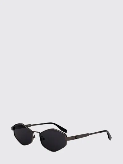 Karl Lagerfeld Dark Silver Metal Sunglasses In Black