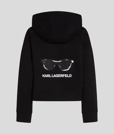 Karl Lagerfeld Sunglasses Zip-up Hoodie In Black