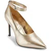Karl Lagerfeld Sury Womens Metallic Man Made Ankle Strap In White Gold