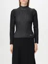 Karl Lagerfeld Mock-neck Lurex T-shirt In Schwarz