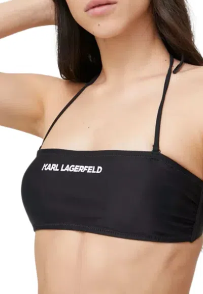 Karl Lagerfeld Swimsuit Bandeau W/logo In Nero