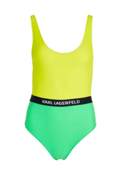 Karl Lagerfeld Swimsuit Color Block Swimsuit In Giallo