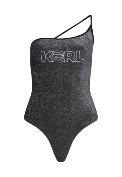 Karl Lagerfeld Swimsuit Ik0nik 2.0 Lurex Swimsuit In Nero